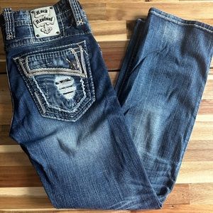 Men’s Rock Revival Jed Distressed Straight Jeans size 31